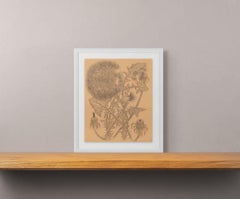 Two Dandelions, Delicate, Intimate Silverpoint Drawing of Flora on Toned Paper