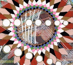 Plan A - Lebendige mehrfarbige geometrische Abstraktion, 11 x 15 in. (16.5 x 20.5 in. fra