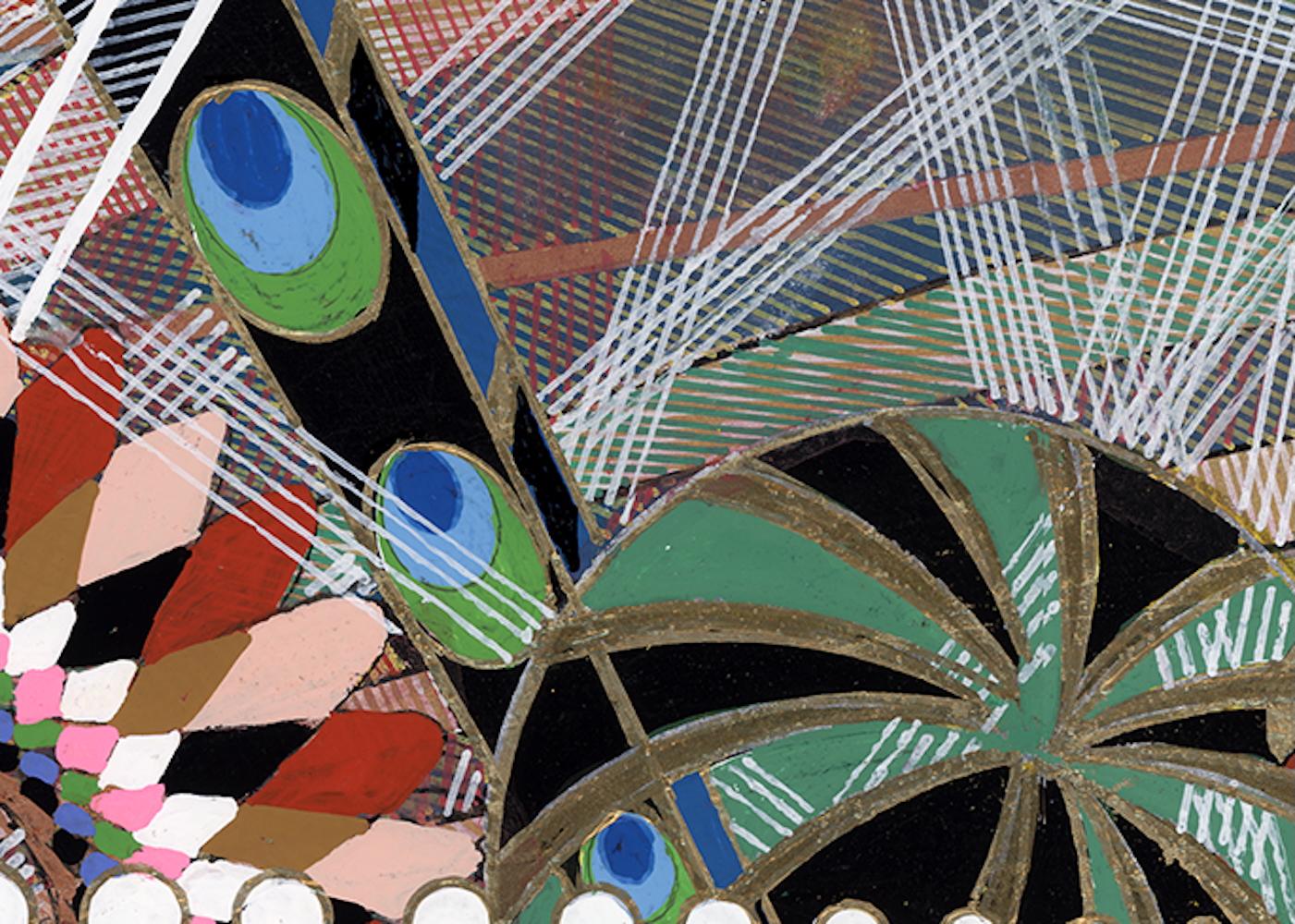 Plan A - Abstrait géométrique multicolore vibrant, 11 x 15 po (16,5 x 20,5 po) fra - Contemporain Painting par Amy Cheng