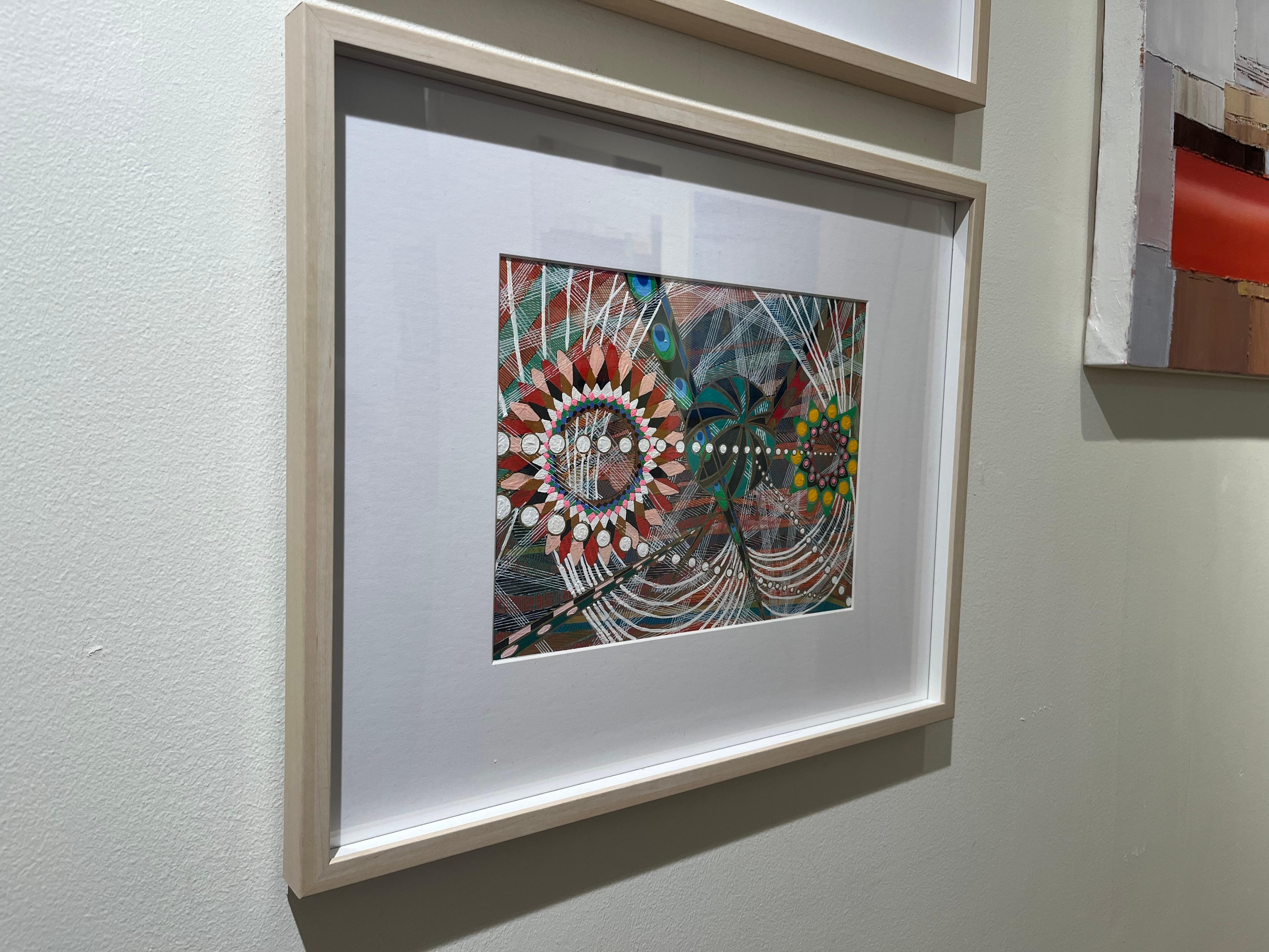 Plan A - Abstrait géométrique multicolore vibrant, 11 x 15 po (16,5 x 20,5 po) fra en vente 2