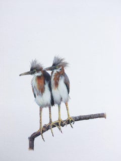 Dina Brodksy, Tricolored Heron, realist gouache on paper miniature, 2018