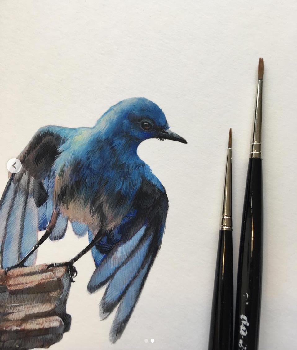blue bird painting easy
