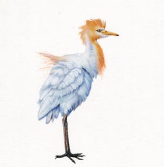 Egret, contemporary realist animal watercolor on paper