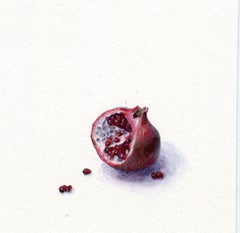 Dina Brodsky, Pomegranate, realist watercolor and gouache still life, 2019