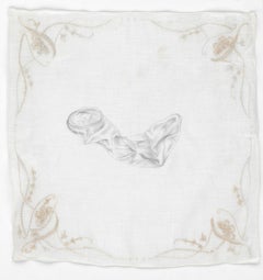 Constance Scopelitis, God is in Clean Laundry: Condom, realist carbon drawing
