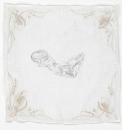 Constance Scopelitis, God is in Clean Laundry: Condom, realist carbon drawing