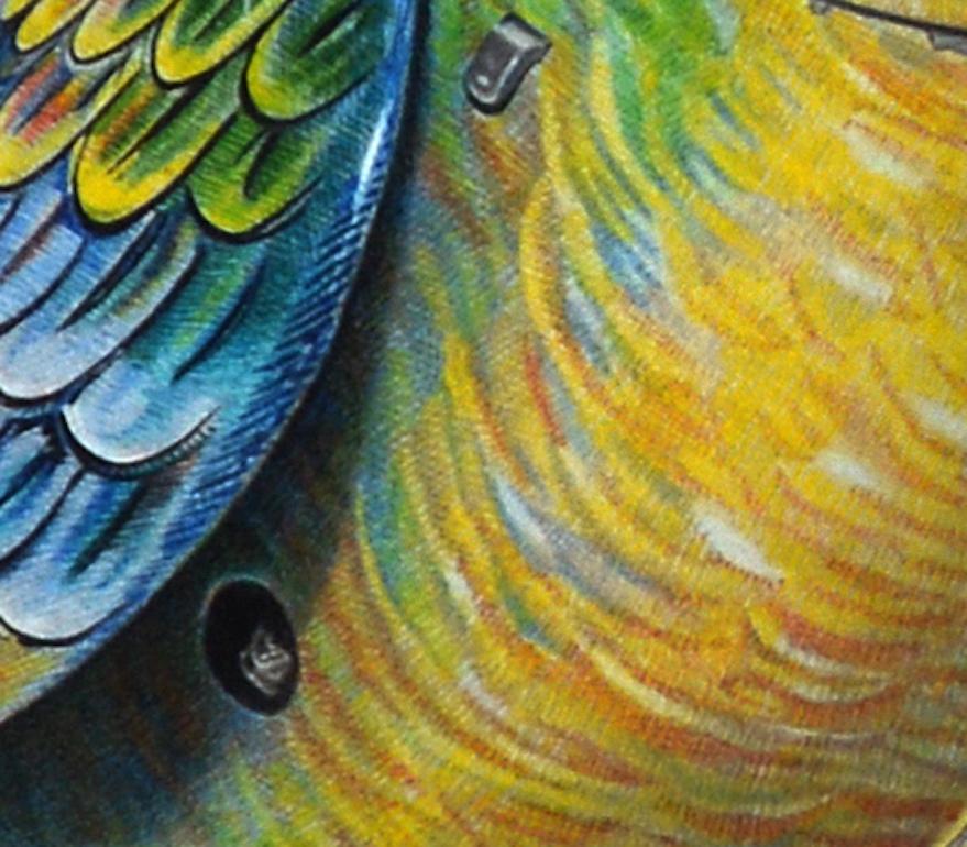 David Morrison, Oiseau à remontoir n° 3, dessin d'animal au crayon en couleur hyperréaliste en vente 3