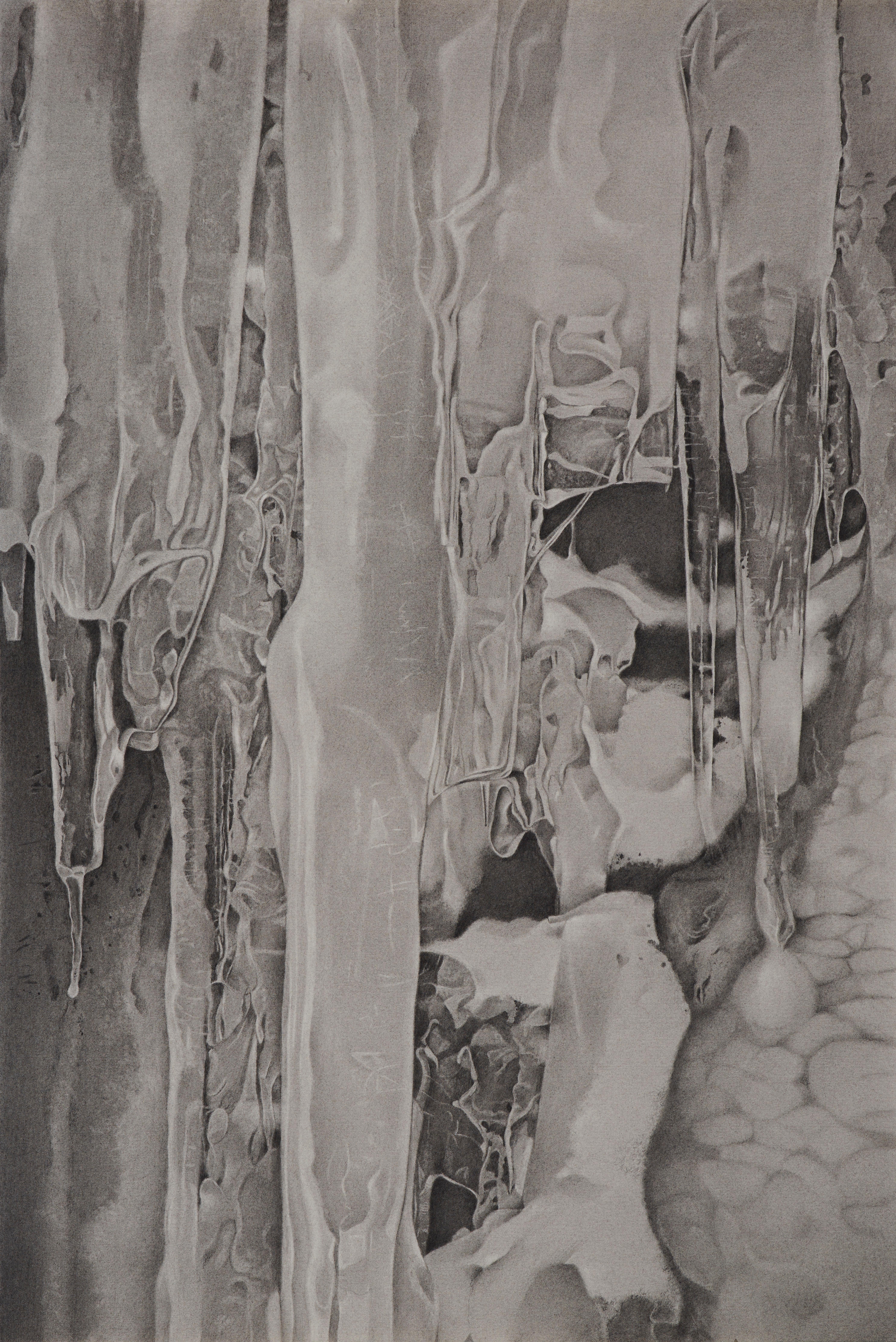 Mary Reilly Landscape Art - Ice 1, photorealist graphite nature drawing, 2018