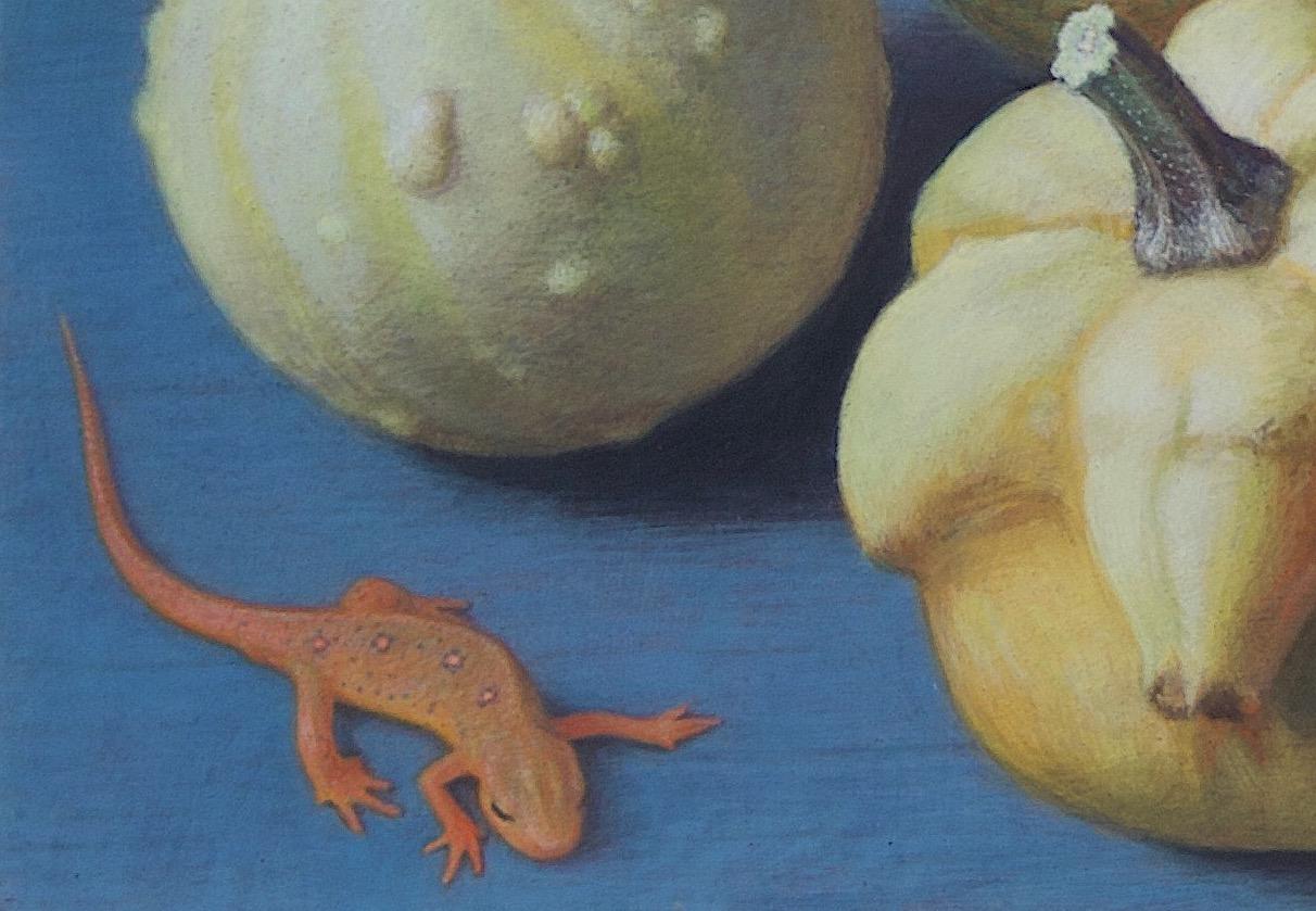 Doug Safranek:: Frühlingsmolche und Herbstkürbisse:: Eitempera-Tiermalerei (Surrealismus), Painting, von Douglas Safranek