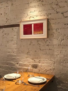 Moros, orange and yellow abstract pastel monochrome diptych of a blood orange