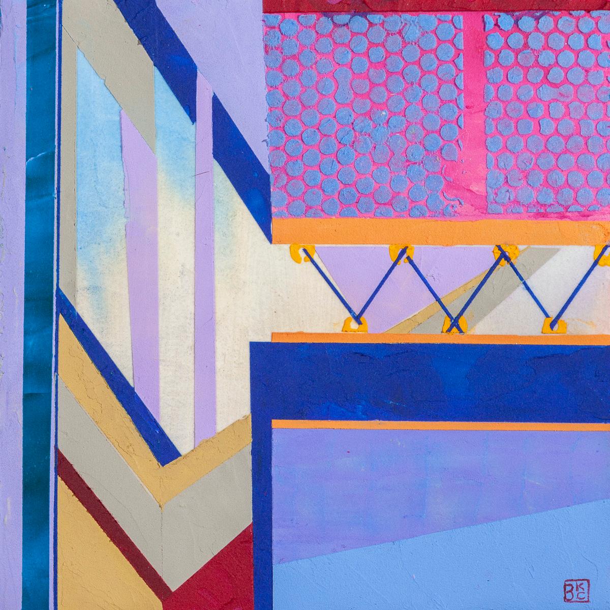 Barbara Kemp Cowlin Interior Painting - Askew #86, abstract multicolored architectural interior acrylic painting, 2020