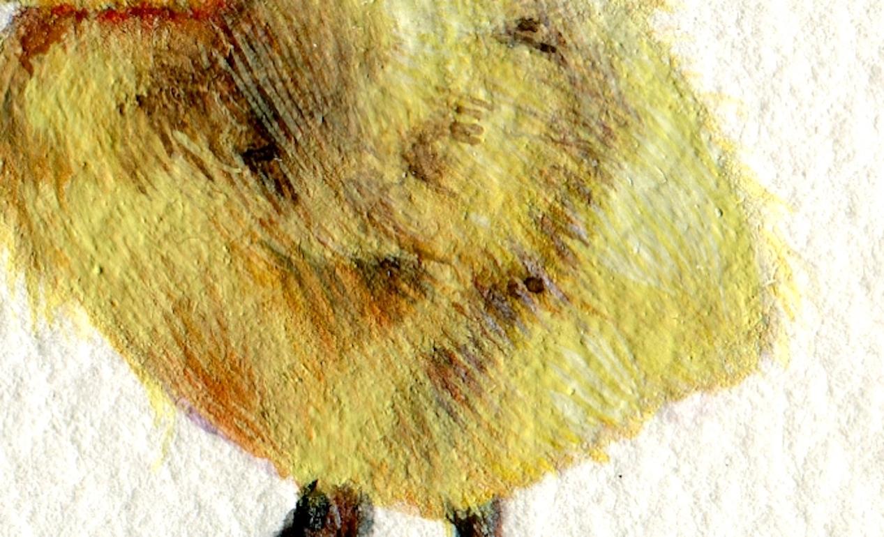 Gosling, realist gouache on paper miniature bird portrait, 2020 - Art by Dina Brodsky