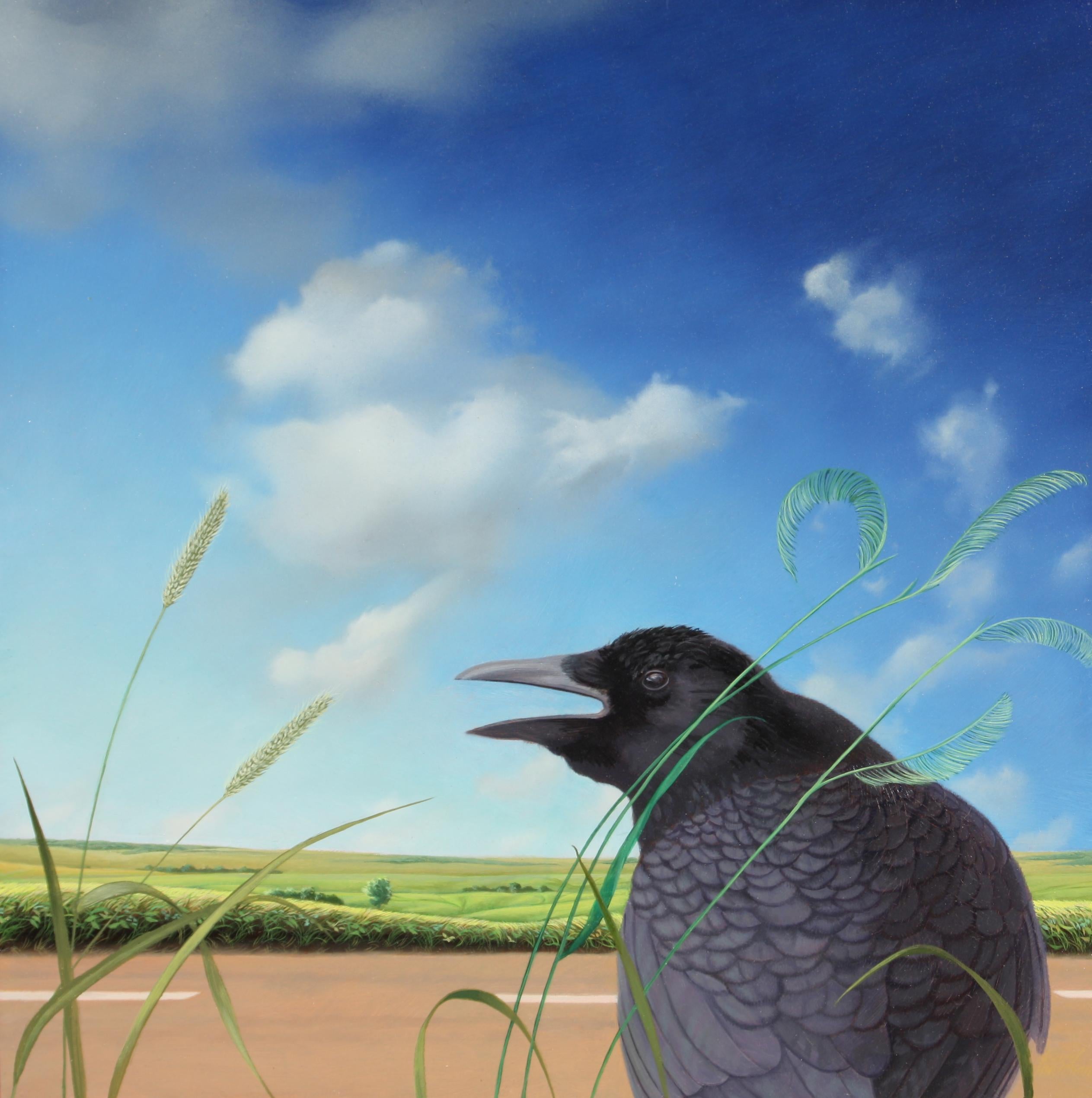 Karl Hartman Landscape Painting - Uncommon Crow, realist landscape Americana oil painting, 2008