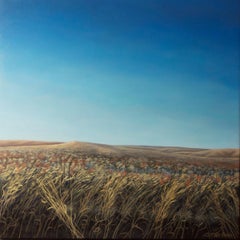 Dried Grass, realist landscape Americana oil painting, 2000