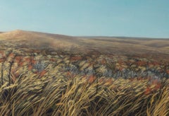 Dried Grass, realist landscape Americana oil painting, 2000