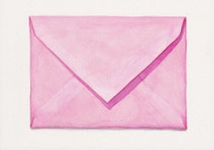 Rose Envelope, contemporary realist watercolor still life, 2021