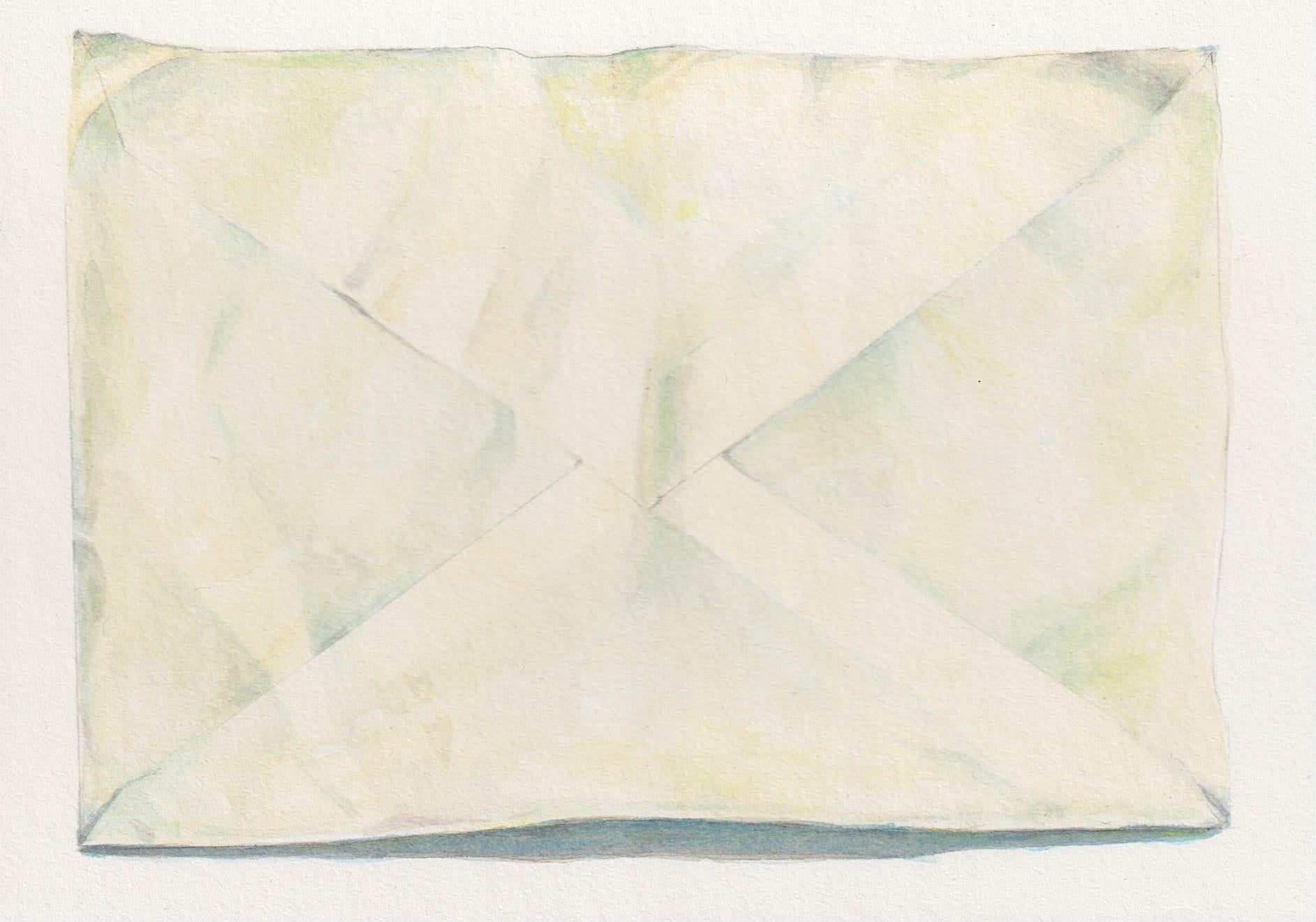 Margot Glass Still-Life – Sealed Envelope, zeitgenössisches, realistisches Aquarell-Stillleben