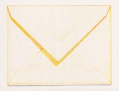 Envelope with Yellow Shadow, contemporary realist watercolor still life