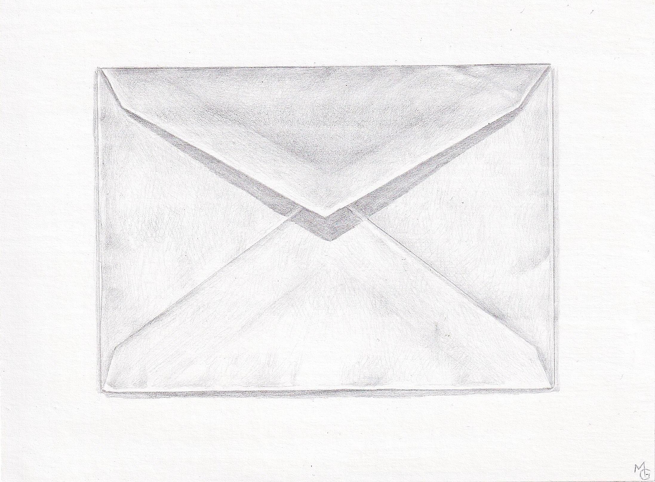 Margot Glass Still-Life - Envelope #1, contemporary realist silverpoint still life drawing