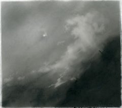 Flight, realist black and white charcoal skyscape drawing