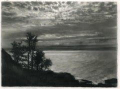Northwest shore, realist black and white charcoal landscape drawing