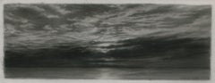 Sunset, Deadman Cove, realist black and white charcoal skyscape drawing