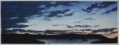 Monhegan harbor, sunset, northeastern seascape and sunset watercolor