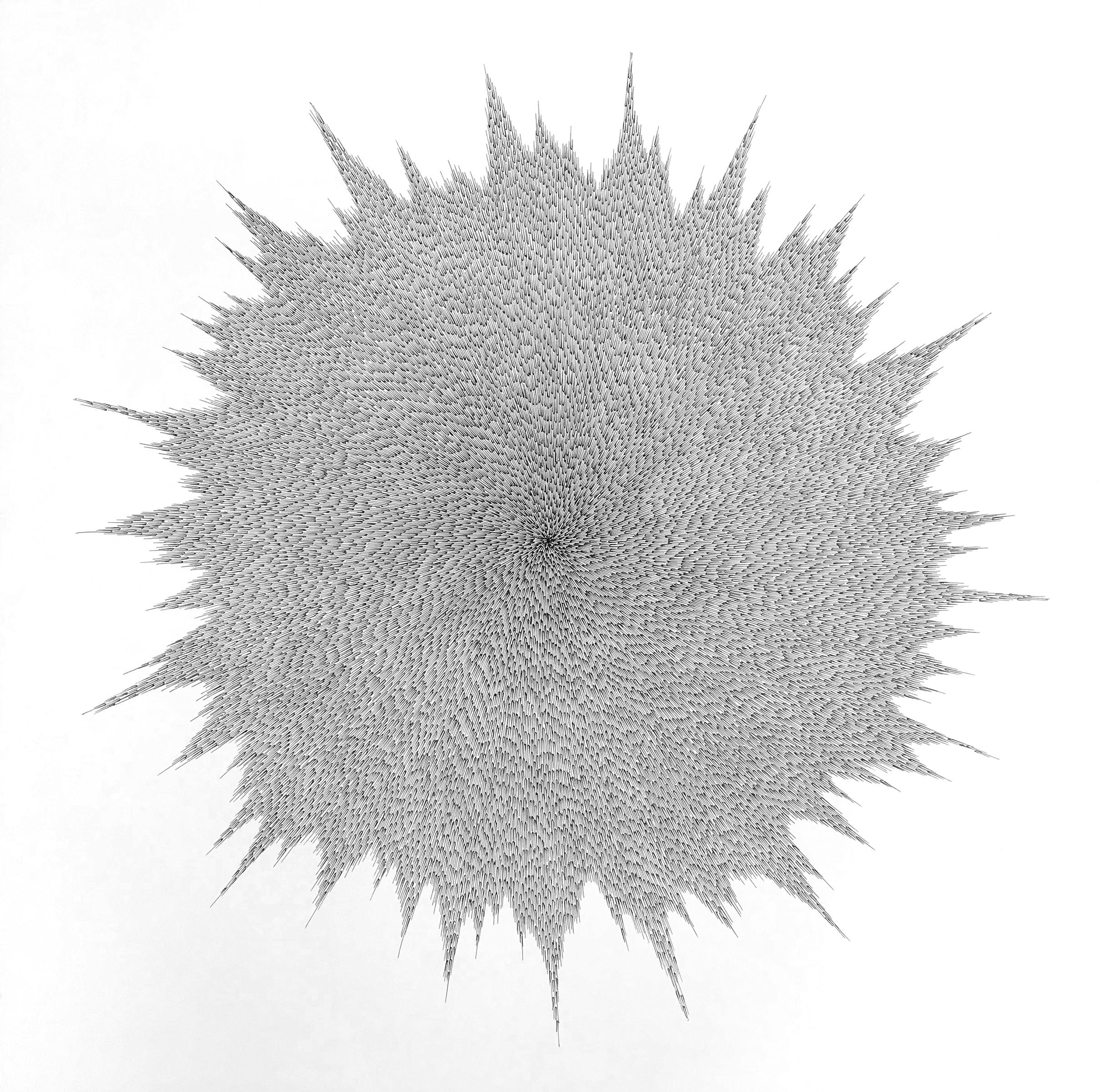 Abstract Drawing Jenifer Kent - Éclaboussures, dessin à l'encre géométrique abstrait