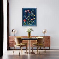 Cyanotype Painting (Poppies, Clematis, Columbine, Ferns, etc), floral still life