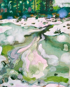 Melting Marsh, colorful Abstract Impressionist landscape gouache