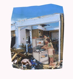 Sacrifice, contemporary feminist, surrealist collage on paper