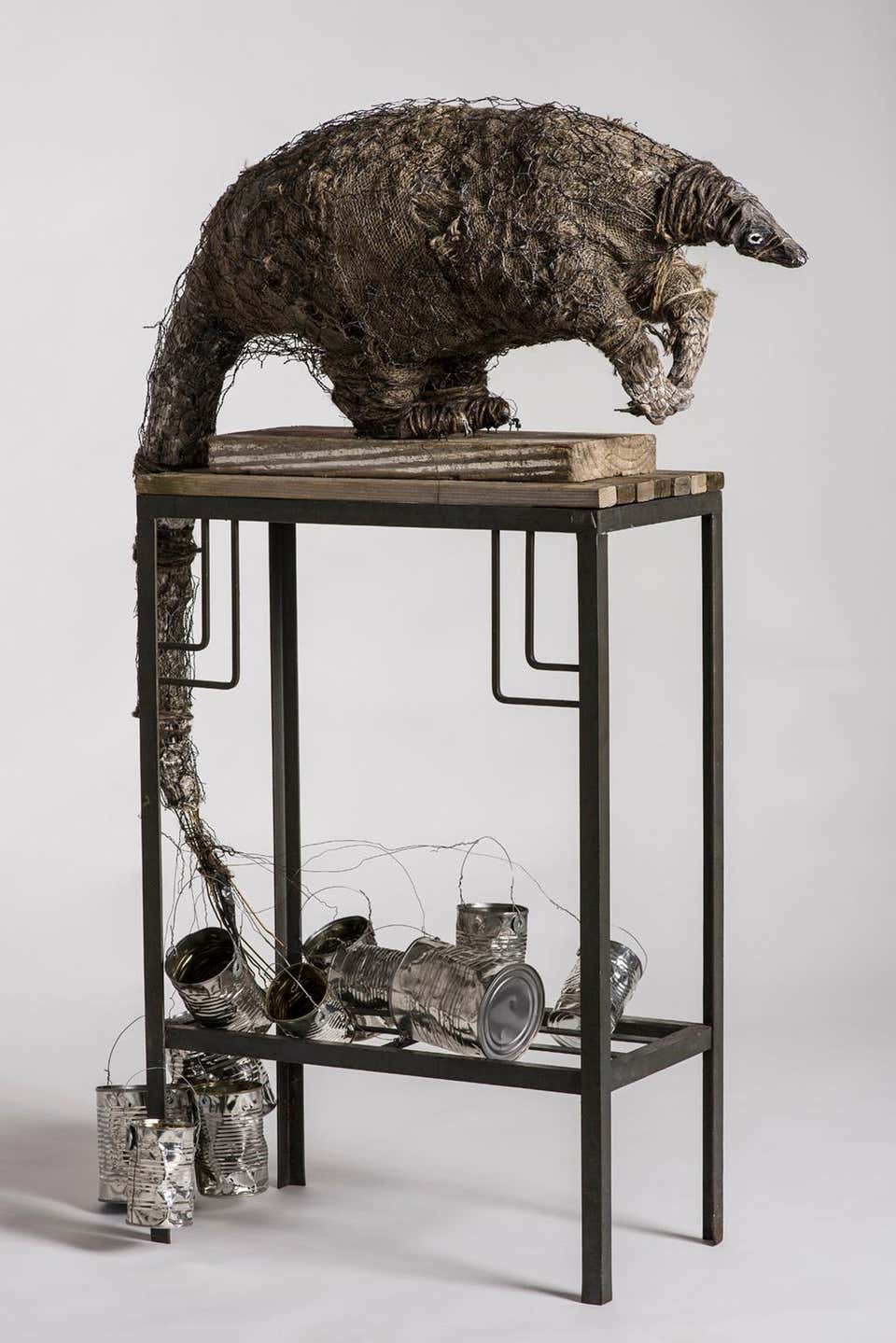 Elizabeth Jordan - Rabbits chained together, earth tone sculpture: 'The ...