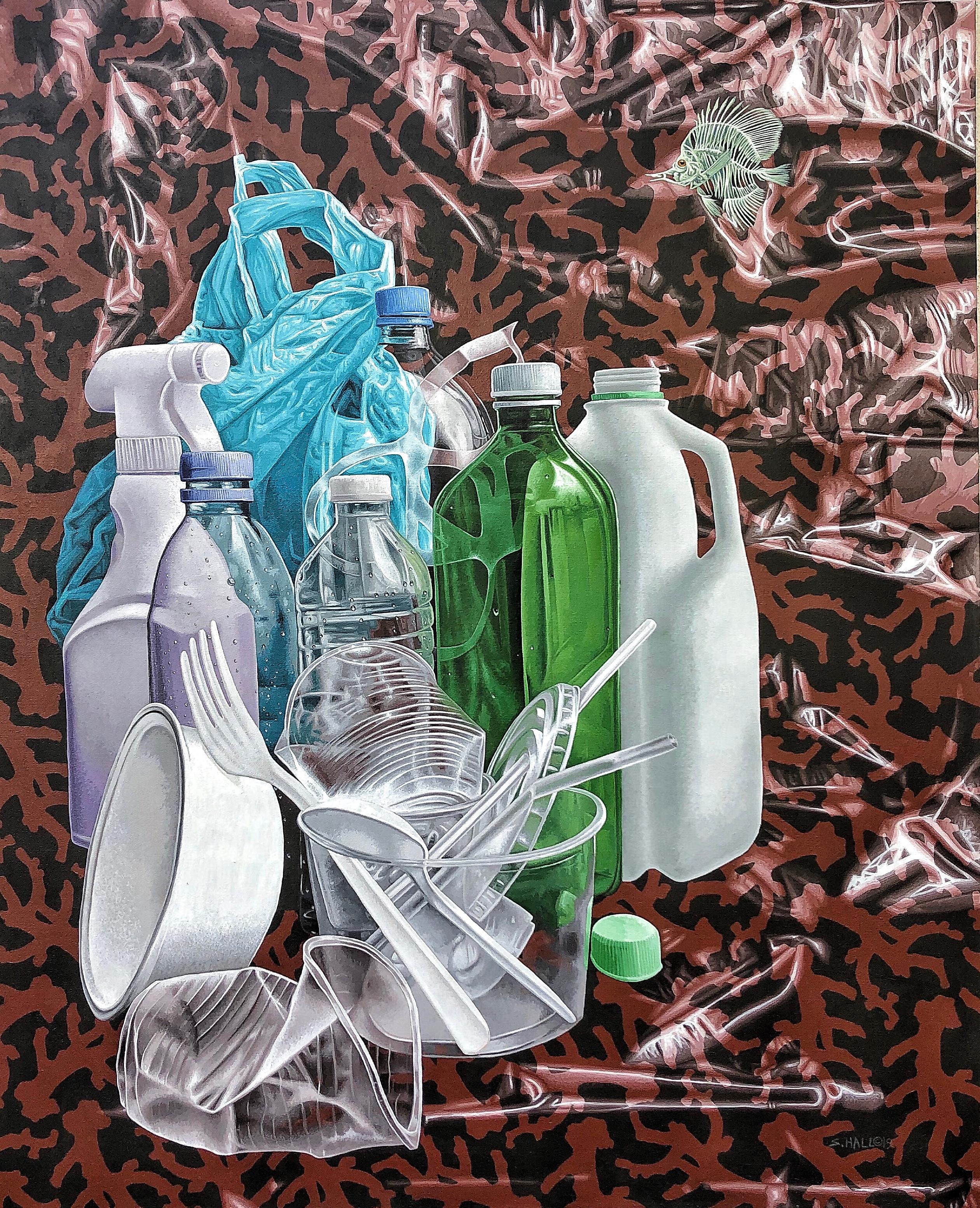 Stephen Hall Still-Life Painting - Acrylic Painting on Canvas: 'Fat Free Ocean'