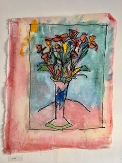 Peinture en textile cousue sur tulle : Petite fantôme