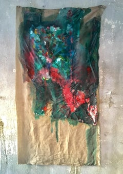 Large textile painting of bouquet of flowers: 'Graffiti Mystery'