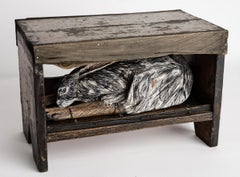 Rabbit in step stool sculpture: 'A Night Without Stars'