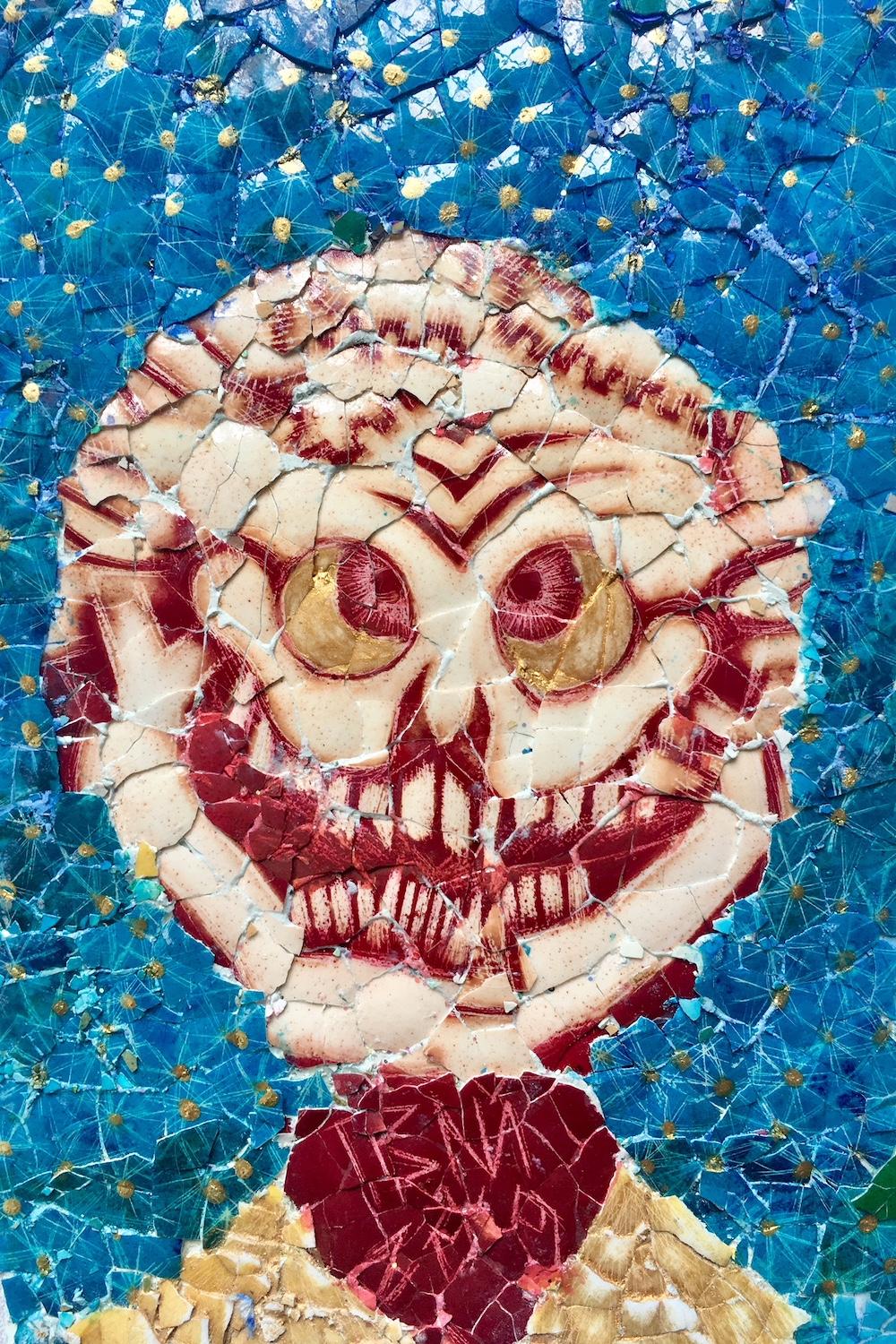 Collage aus Eierschalen: 'Skully 3' – Mixed Media Art von Paul Wirhun