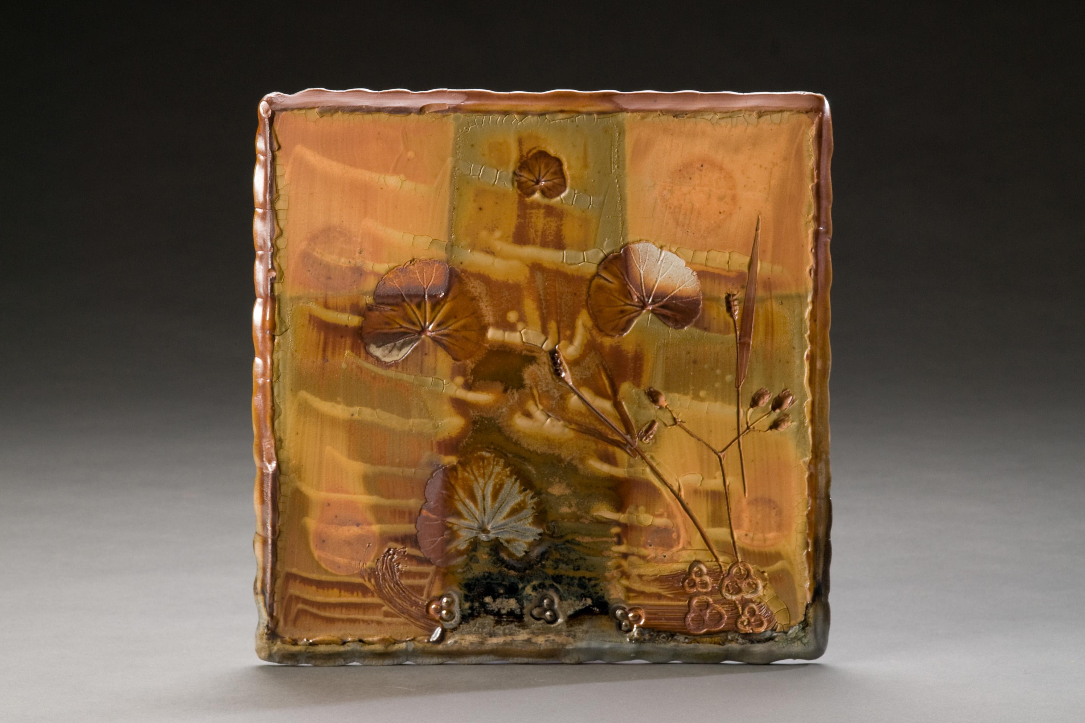 Tony Moore Abstract Sculpture - Wood Fired Ceramic Painting: 'Fire Painting 1.2.10'