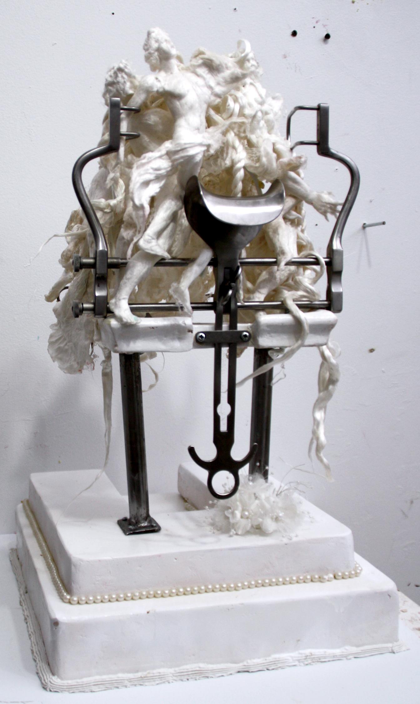 Mixed media medium figurative sculpture: 'Small Divorcing Cake ' - Mixed Media Art by Pablo Garcia-Lopez