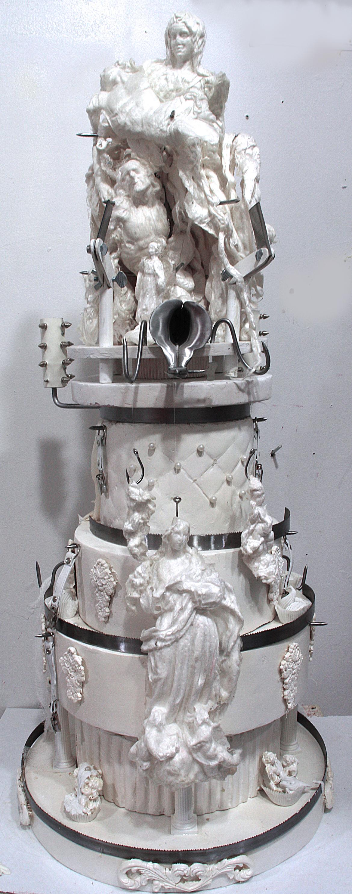 Large sculpture: 'Wedding cake with Pieta topper' - Mixed Media Art by Pablo Garcia-Lopez