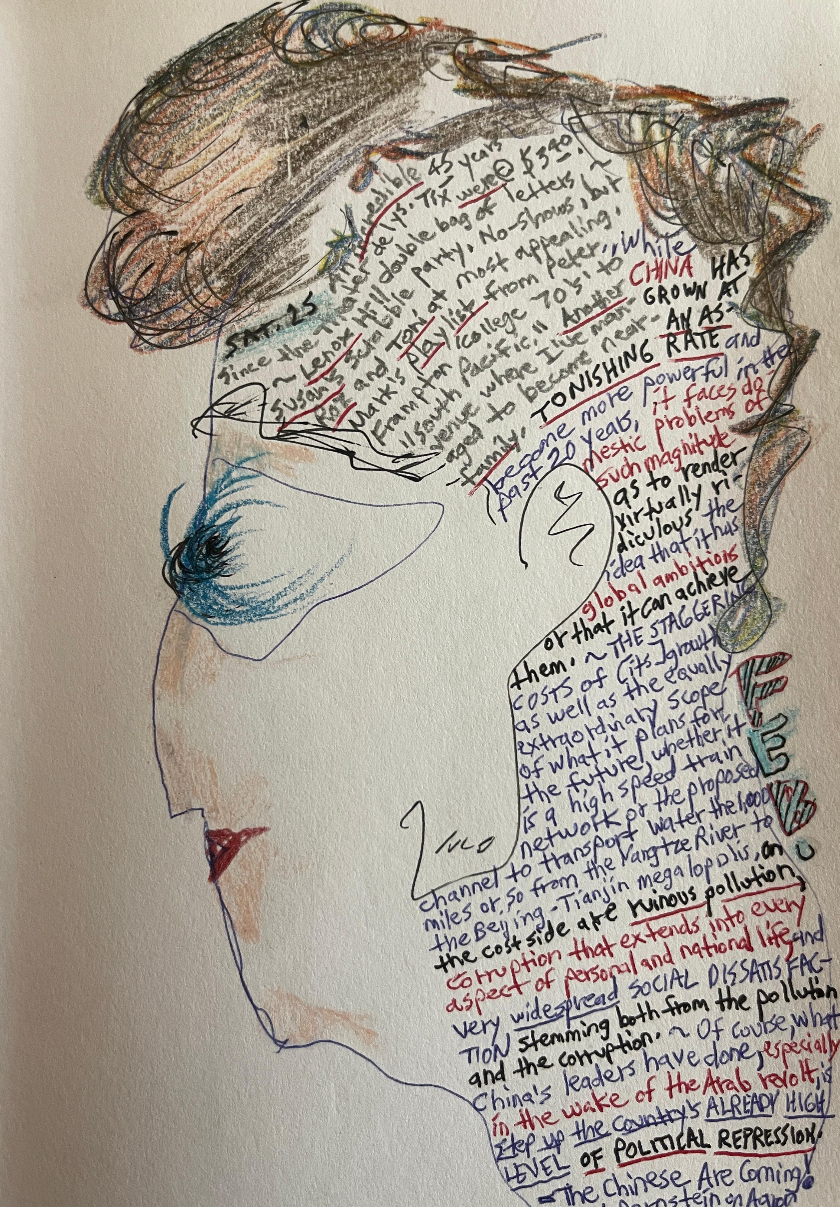 Gerahmte Illustration auf Leinwand: „Profile einer Dame“ – Art von Doug Brin
