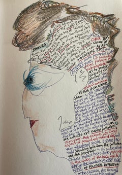 Gerahmte Illustration auf Leinwand: „Profile einer Dame“