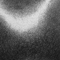 Minimal, black and white, graphite drawing: 'PIECE'