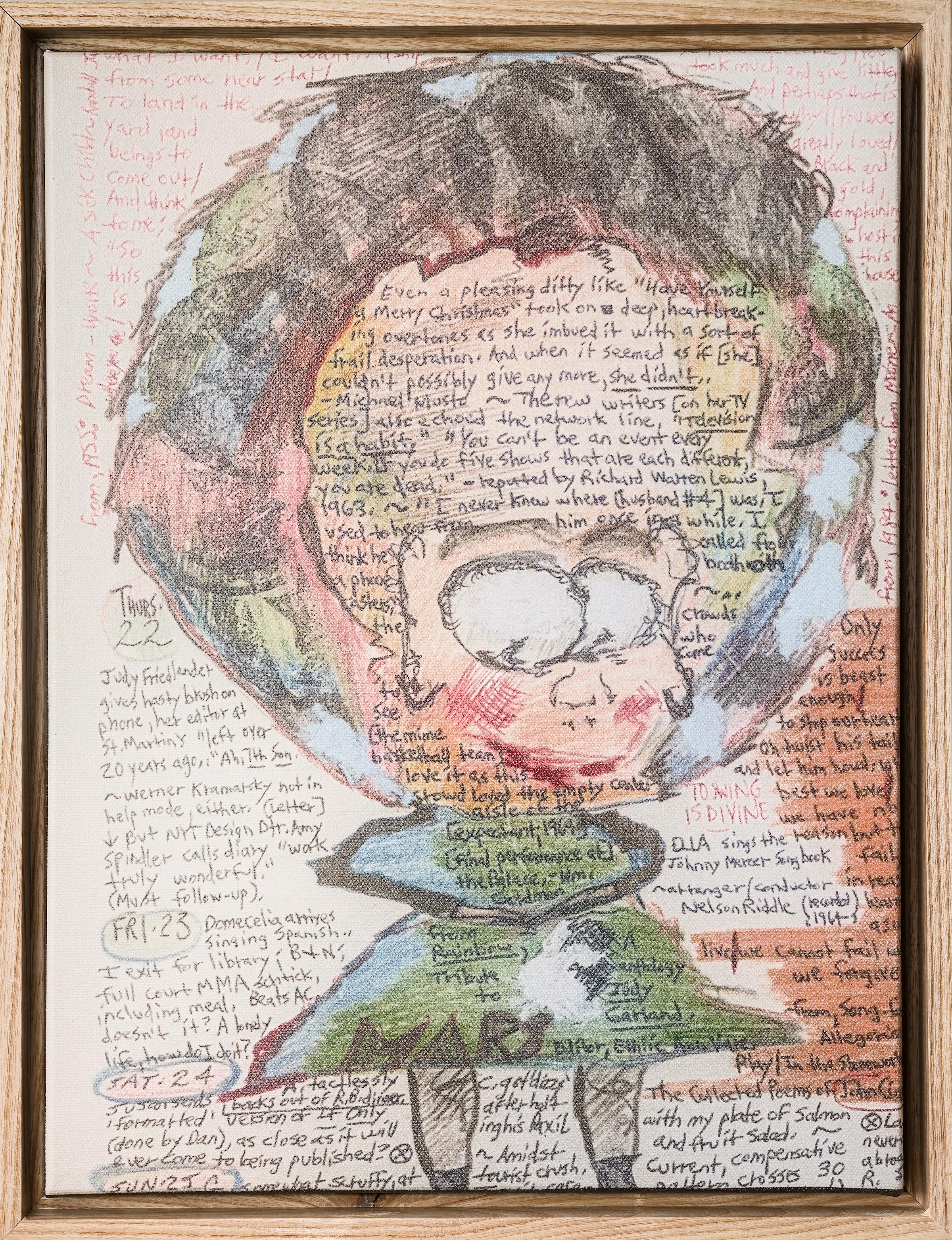 Doug Brin Figurative Art –  Gerahmte Illustration auf Leinwand: „Wide-Eyed Babe“