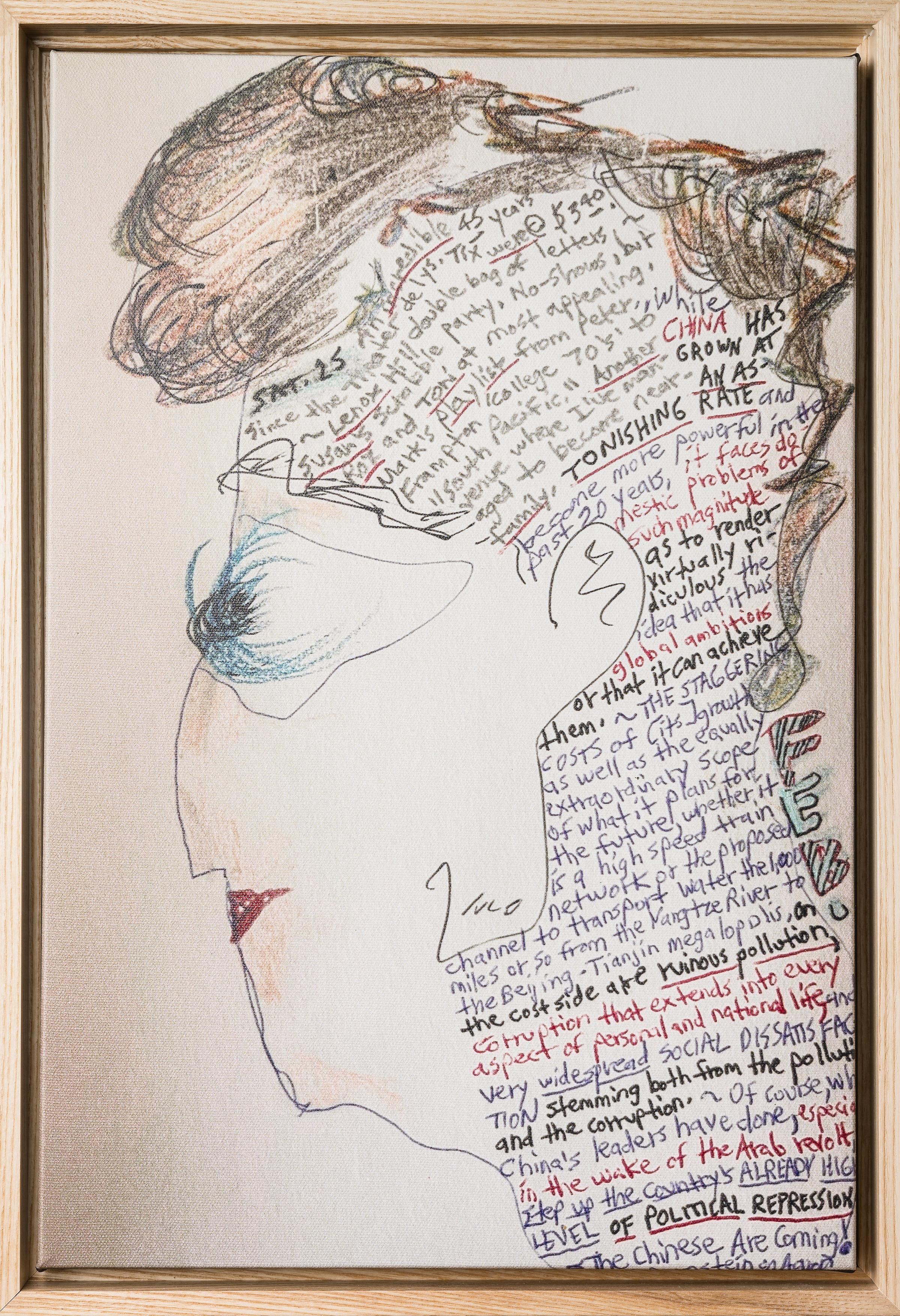 Doug Brin Figurative Art -  Illustration Framed on Canvas: 'Profile of a Lady'