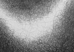 Minimal, black and white, graphite drawing: 'PIECE'