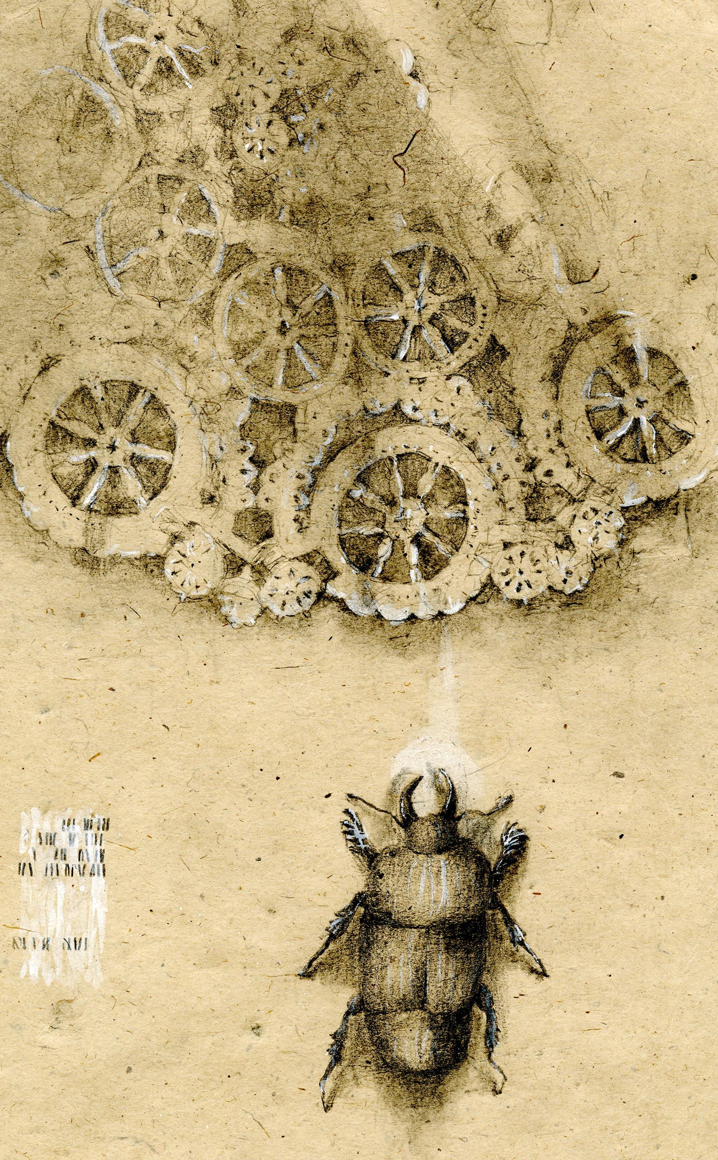 Graphite et gouache sur papier fait main : « The Remains: 1 » - Art de Winifred McNeill