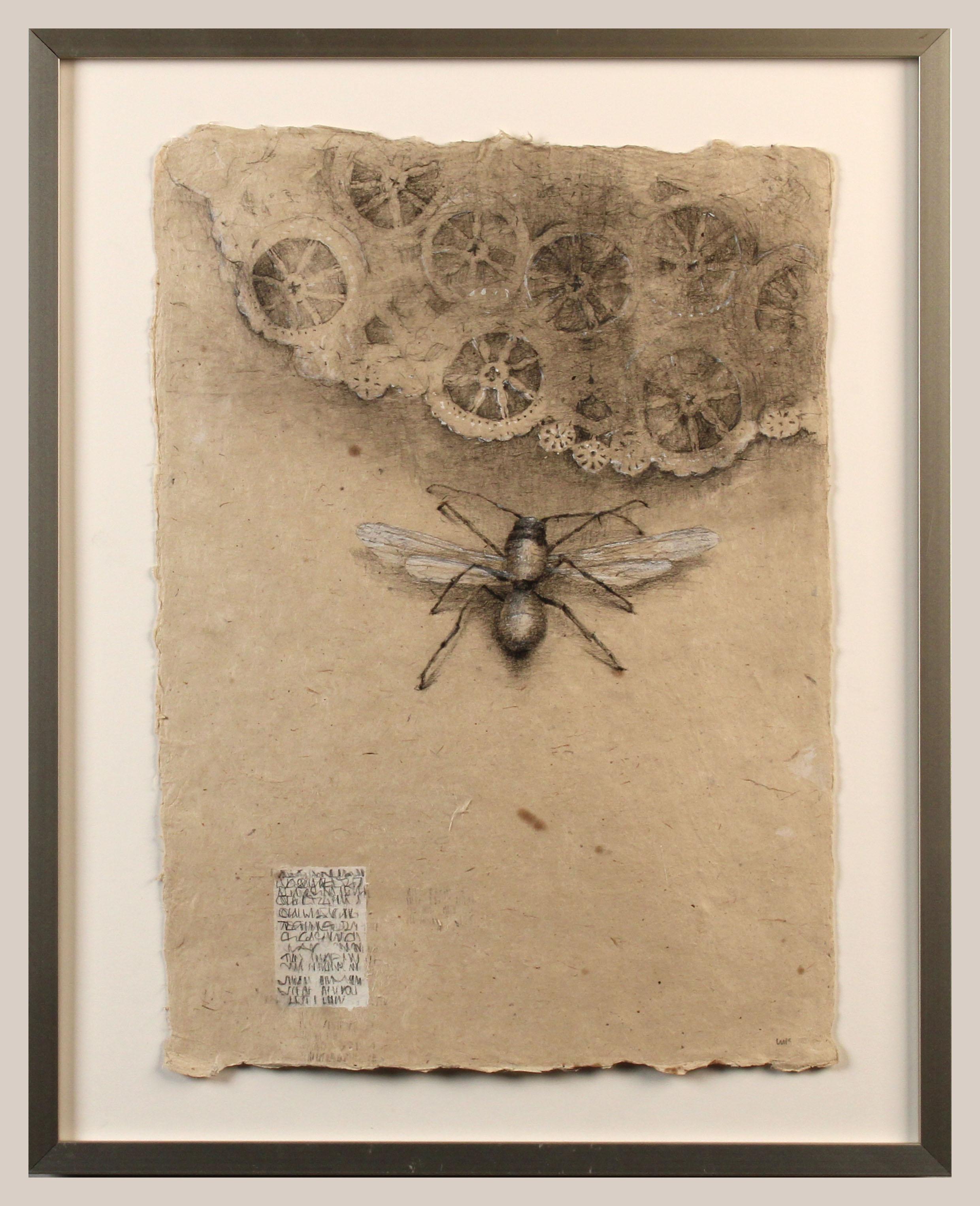 Graphite and gouache on handmade paper: 'The Remains: 2' For Sale 1