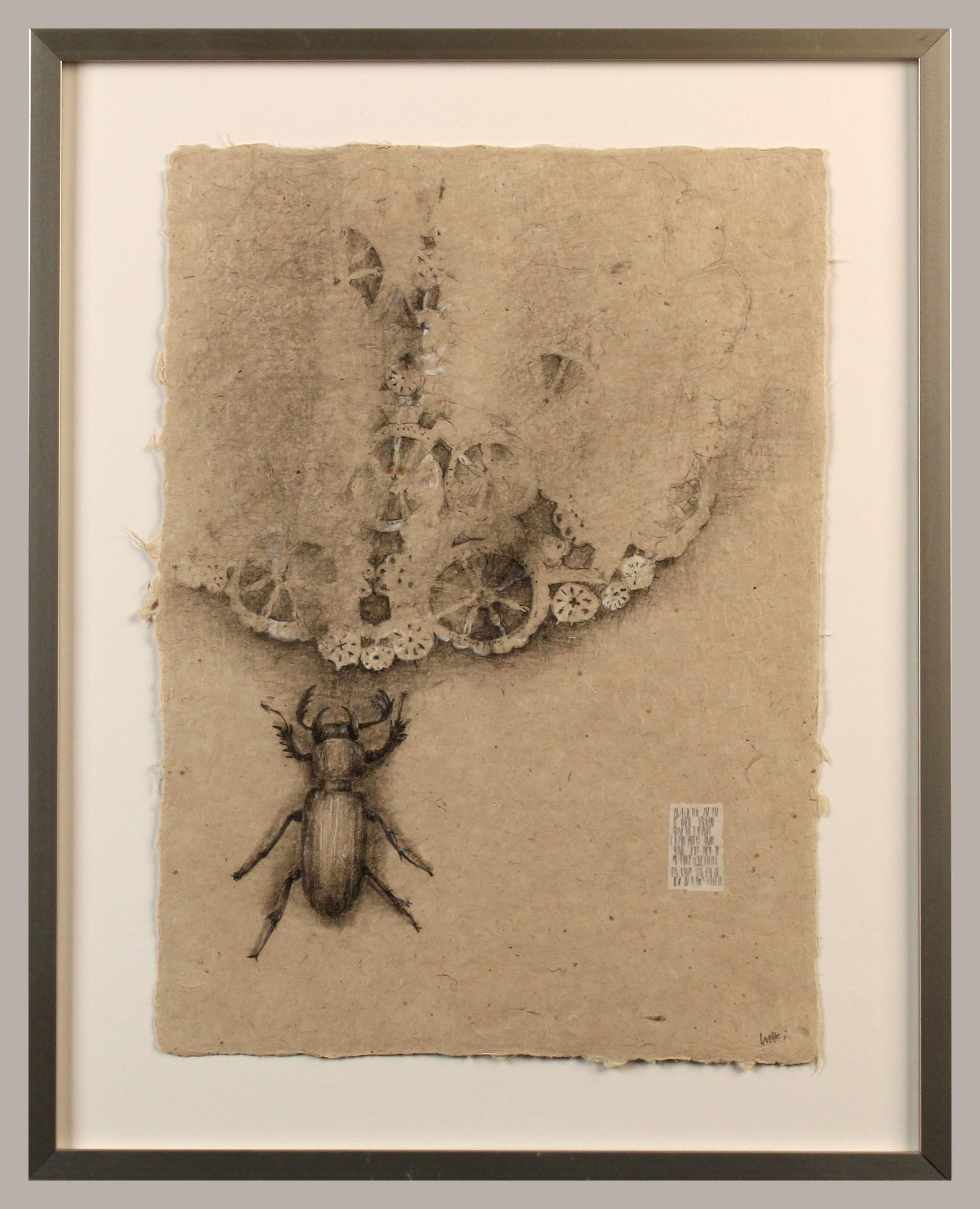 Graphite and gouache on handmade paper: 'The Remains: 4' For Sale 1