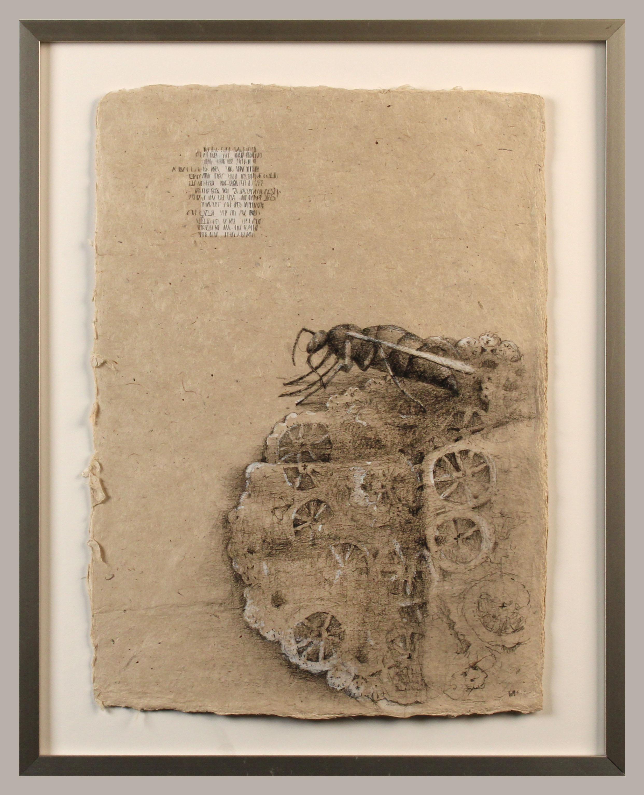 Graphite and gouache on handmade paper: 'The Remains: 5' For Sale 1